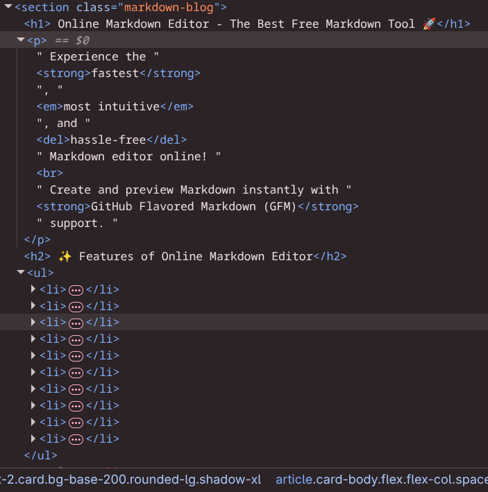 Correct inspect-element structure